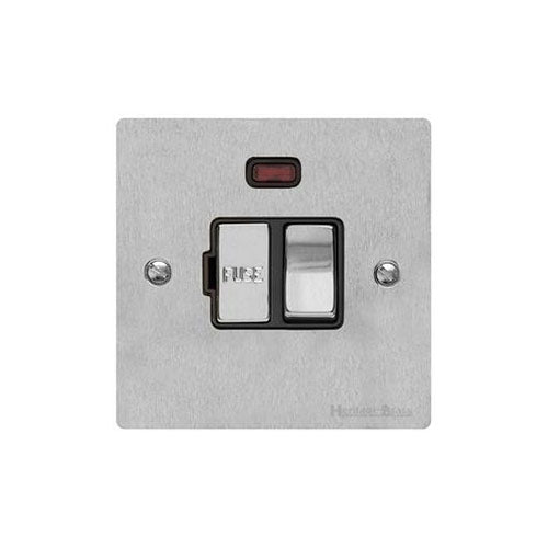 Elite Flat Plate Range Satin Chrome Switches & Sockets, T03 - Switched Spur with Neon (13 Amp) by Heritage Brass By M-Marcus