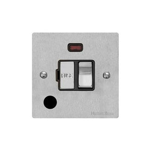 Elite Flat Plate Range Satin Chrome Switches & Sockets, T03 - Switched Spur with Neon + Cord (13 Amp) by Heritage Brass By M-Marcus