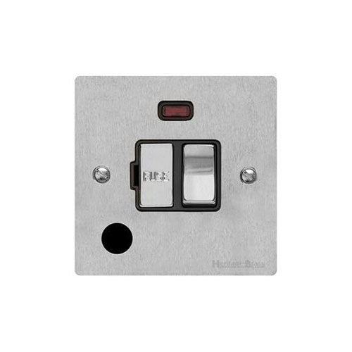 Elite Flat Plate Range Satin Chrome Switches & Sockets, T03 - Switched Spur with Neon + Cord (13 Amp) by Heritage Brass By M-Marcus