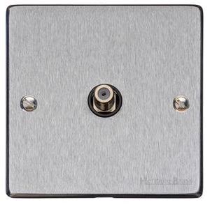 Heritage Brass Electrical, Elite Flat Plate Range - Satin Chrome - 1 Gang Satellite Socket, 1 Gang Satellite Socket, 1 Gang Satellite Socket, TV and Satellite Sockets