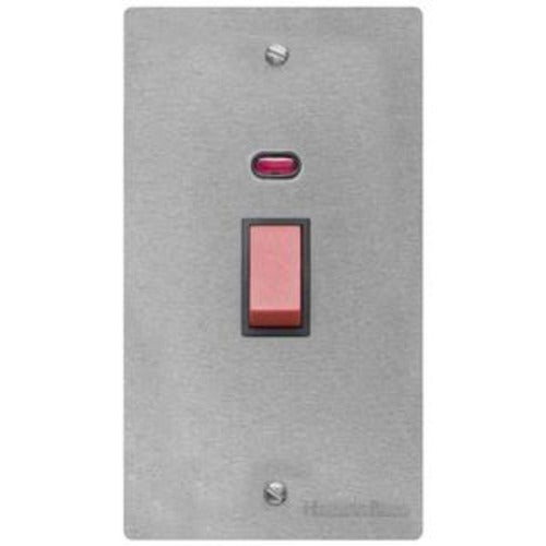 Elite Flat Plate Range Satin Chrome Switches & Sockets, T03 - 45A DP Cooker Switch with Neon (tall plate) by Heritage Brass By M-Marcus
