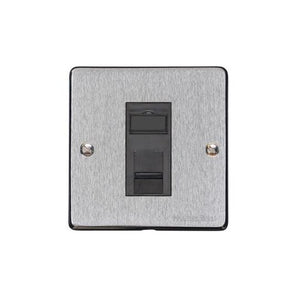 Elite Flat Plate Range Satin Chrome Switches & Sockets, T03 - 1 Gang RJ45 by Heritage Brass By M-Marcus