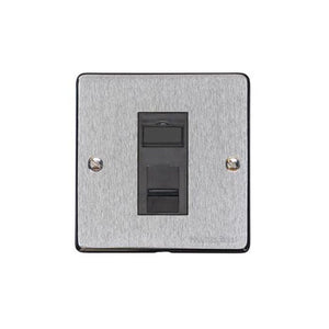 Elite Flat Plate Range Satin Chrome Switches & Sockets, T03 - 1 Gang RJ45 by Heritage Brass By M-Marcus