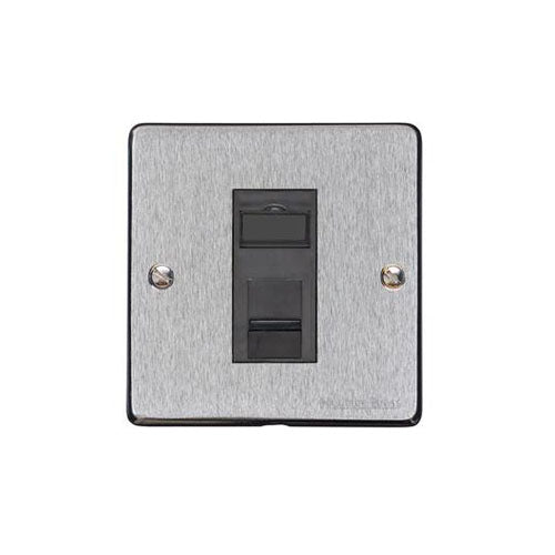 Elite Flat Plate Range Satin Chrome Switches & Sockets, T03 - 1 Gang RJ45 by Heritage Brass By M-Marcus