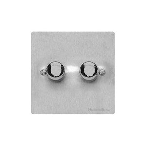 Elite Flat Plate Range Satin Chrome Switches & Sockets, T03 - 2G Multi Location Secondary Dimmer by Heritage Brass By M-Marcus