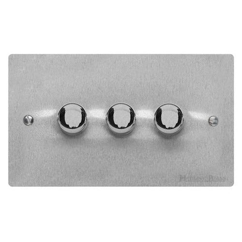 Elite Flat Plate Range Satin Chrome Switches & Sockets, T03 - 3G Multi Location Primary Dimmer by Heritage Brass By M-Marcus