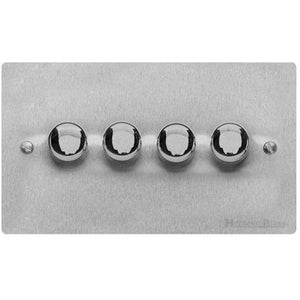 Elite Flat Plate Range Satin Chrome Switches & Sockets, T03 - 4G Multi Location Secondary Dimmer by Heritage Brass By M-Marcus