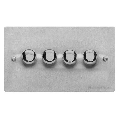 Elite Flat Plate Range Satin Chrome Switches & Sockets, T03 - 4G Multi Location Secondary Dimmer by Heritage Brass By M-Marcus