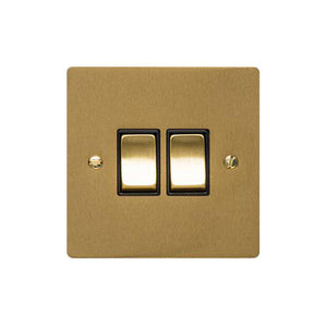 Elite Flat Plate Range Satin Brass Switches & Sockets, T04 - 1 Gang Intermediate Rocker Switch by Heritage Brass By M-Marcus