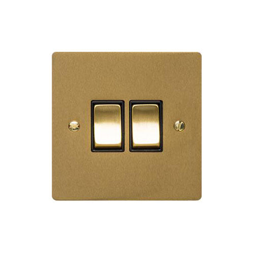 Elite Flat Plate Range Satin Brass Switches & Sockets, T04 - 1 Gang Intermediate Rocker Switch by Heritage Brass By M-Marcus