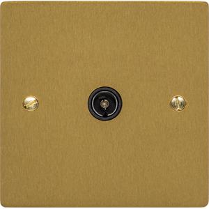 Elite Flat Plate Range - Satin Brass - 1 Gang Isolated TV Coaxial Socket