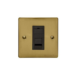 Elite Flat Plate Range Satin Brass Switches & Sockets, T04 - 1 Gang RJ45 by Heritage Brass By M-Marcus