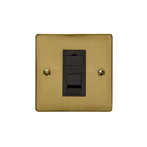 Elite Flat Plate Range Satin Brass Switches & Sockets, T04 - 1 Gang RJ45 by Heritage Brass By M-Marcus