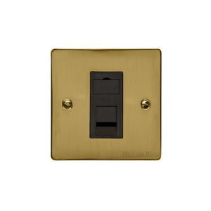Elite Flat Plate Range Satin Brass Switches & Sockets, T04 - 1 Gang RJ45 by Heritage Brass By M-Marcus
