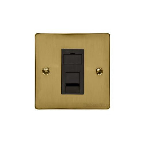 Elite Flat Plate Range Satin Brass Switches & Sockets, T04 - 1 Gang RJ45 by Heritage Brass By M-Marcus