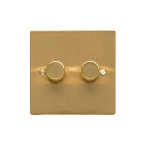 Elite Flat Plate Range Satin Brass Switches & Sockets, T04 - 2G Multi Location Primary Dimmer by Heritage Brass By M-Marcus