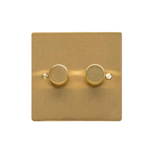 Elite Flat Plate Range Satin Brass Switches & Sockets, T04 - 2G Multi Location Primary Dimmer by Heritage Brass By M-Marcus