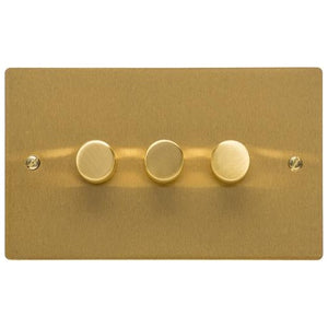 Elite Flat Plate Range Satin Brass Switches & Sockets, T04 - 3G Multi Location Secondary Dimmer by Heritage Brass By M-Marcus
