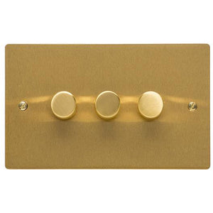 Elite Flat Plate Range Satin Brass Switches & Sockets, T04 - 3G Multi Location Secondary Dimmer by Heritage Brass By M-Marcus