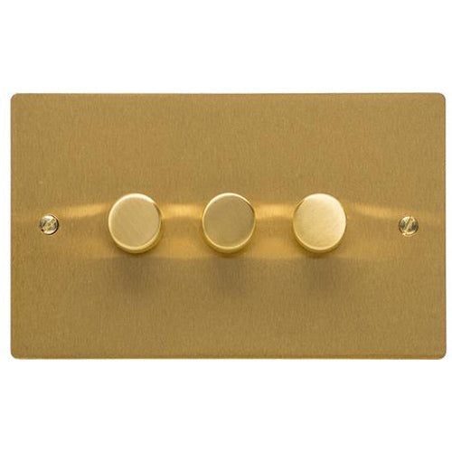Elite Flat Plate Range Satin Brass Switches & Sockets, T04 - 3G Multi Location Secondary Dimmer by Heritage Brass By M-Marcus