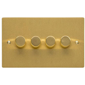 Elite Flat Plate Range Satin Brass Switches & Sockets, T04 - 4G Multi Location Secondary Dimmer by Heritage Brass By M-Marcus