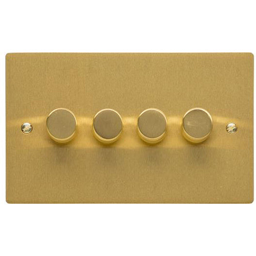 Elite Flat Plate Range Satin Brass Switches & Sockets, T04 - 4G Multi Location Secondary Dimmer by Heritage Brass By M-Marcus