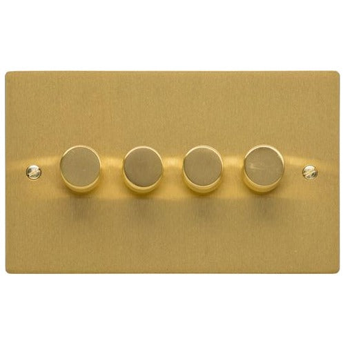 Elite Flat Plate Range Satin Brass Switches & Sockets, T04 - 4G Multi Location Secondary Dimmer by Heritage Brass By M-Marcus