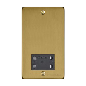 Elite Flat Plate Range Satin Brass Switches & Sockets, T04 - Shaver Socket Output Voltage 110/240V by Heritage Brass By M-Marcus