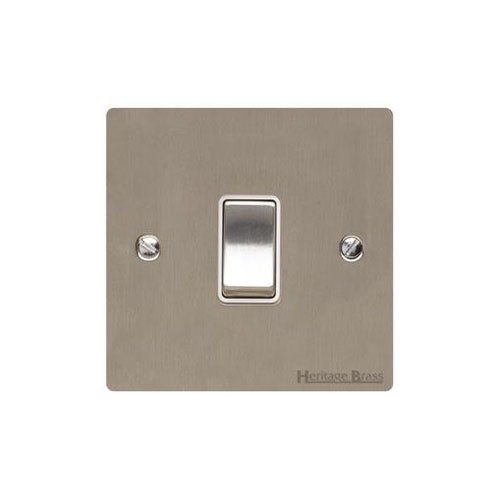 Elite Flat Plate Range Satin Nickel Switches & Sockets, T05 - 1 Gang Rocker Switch by Heritage Brass By M-Marcus