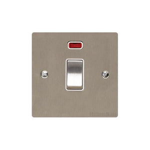 Elite Flat Plate Range Satin Nickel Switches & Sockets, T05 - 20A Double Pole Switch with Neon by Heritage Brass By M-Marcus