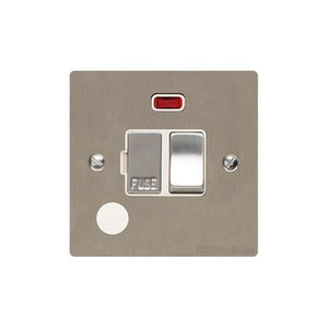Elite Flat Plate Range Satin Nickel Switches & Sockets, T05 - Switched Spur with Neon + Cord (13 Amp) by Heritage Brass By M-Marcus