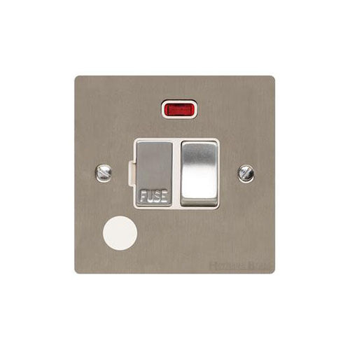 Elite Flat Plate Range Satin Nickel Switches & Sockets, T05 - Switched Spur with Neon + Cord (13 Amp) by Heritage Brass By M-Marcus