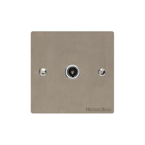 Elite Flat Plate Range Satin Nickel Switches & Sockets, T05 - 1 Gang Non-Isolated TV Coaxial Socket by Heritage Brass By M-Marcus