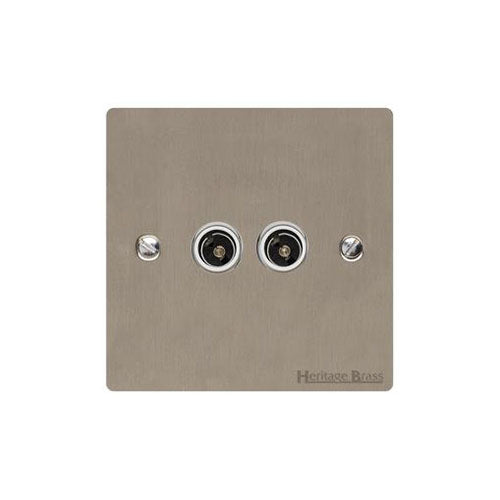 Elite Flat Plate Range Satin Nickel Switches & Sockets, T05 - TV/FM Diplexed Socket by Heritage Brass By M-Marcus