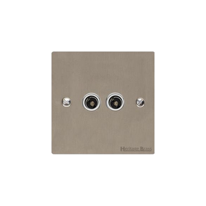 Elite Stepped Plate Range Satin Nickel Switches & Sockets, S05 - TV/FM Diplexed Socket by Heritage Brass By M-Marcus