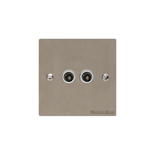 Elite Stepped Plate Range Satin Nickel Switches & Sockets, S05 - TV/FM Diplexed Socket by Heritage Brass By M-Marcus