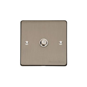 Elite Flat Plate Range Satin Nickel Switches & Sockets, T05 - 1 Gang Satellite Socket by Heritage Brass By M-Marcus