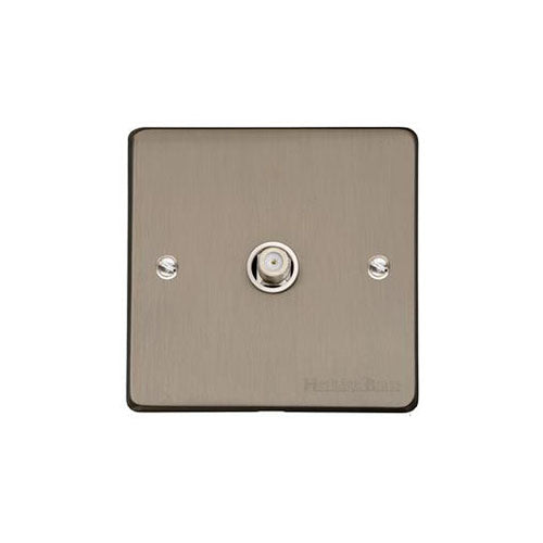 Elite Flat Plate Range Satin Nickel Switches & Sockets, T05 - 1 Gang Satellite Socket by Heritage Brass By M-Marcus