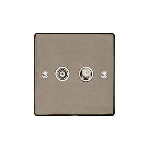 Elite Flat Plate Range Satin Nickel Switches & Sockets, T05 - TV/Satellite Socket by Heritage Brass By M-Marcus