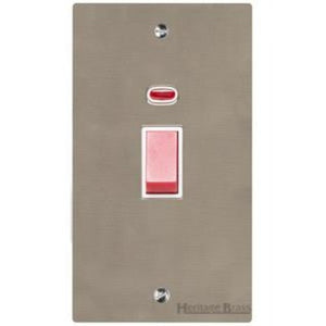 Elite Flat Plate Range Satin Nickel Switches & Sockets, T05 - 45A DP Cooker Switch with Neon (tall plate) by Heritage Brass By M-Marcus