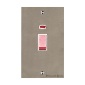 Elite Flat Plate Range Satin Nickel Switches & Sockets, T05 - 45A DP Cooker Switch with Neon (tall plate) by Heritage Brass By M-Marcus