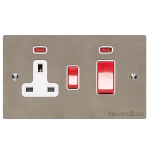 Elite Flat Plate Range Satin Nickel Switches & Sockets, T05 - 45A Cooker Unit + 13A Socket by Heritage Brass By M-Marcus