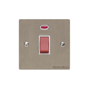 Elite Flat Plate Range Satin Nickel Switches & Sockets, T05 - 45A DP Cooker Switch with Neon (single plate) by Heritage Brass By M-Marcus