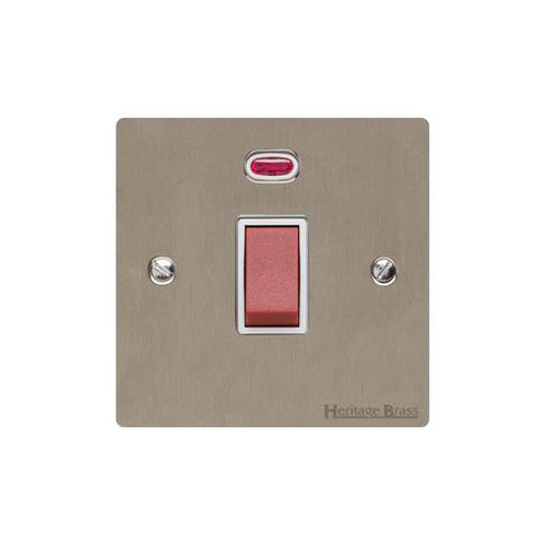 Elite Flat Plate Range Satin Nickel Switches & Sockets, T05 - 45A DP Cooker Switch with Neon (single plate) by Heritage Brass By M-Marcus