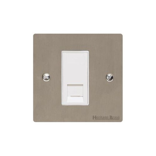 Elite Flat Plate Range Satin Nickel Switches & Sockets, T05 - 1 Gang CAT6 by Heritage Brass By M-Marcus