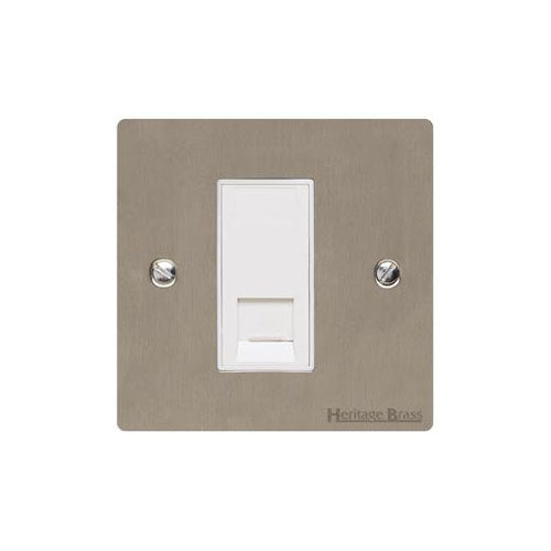 Elite Flat Plate Range Satin Nickel Switches & Sockets, T05 - 1 Gang CAT6 by Heritage Brass By M-Marcus