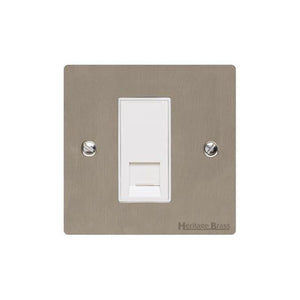 Elite Flat Plate Range Satin Nickel Switches & Sockets, T05 - 1 Gang RJ11 by Heritage Brass By M-Marcus