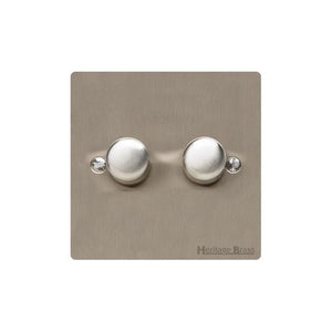 Elite Flat Plate Range Satin Nickel Switches & Sockets, T05 - 2G Multi Location Secondary Dimmer by Heritage Brass By M-Marcus