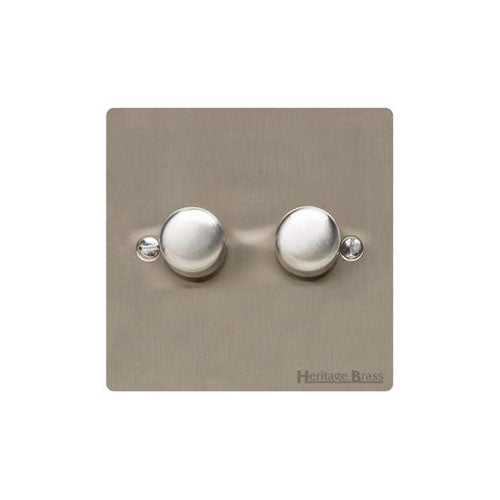 Elite Flat Plate Range Satin Nickel Switches & Sockets, T05 - 2G Multi Location Secondary Dimmer by Heritage Brass By M-Marcus