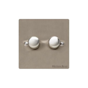 Elite Flat Plate Range Satin Nickel Switches & Sockets, T05 - 2G Multi Location Primary Dimmer by Heritage Brass By M-Marcus